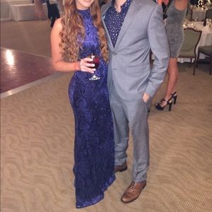 Navy blue velvet gown